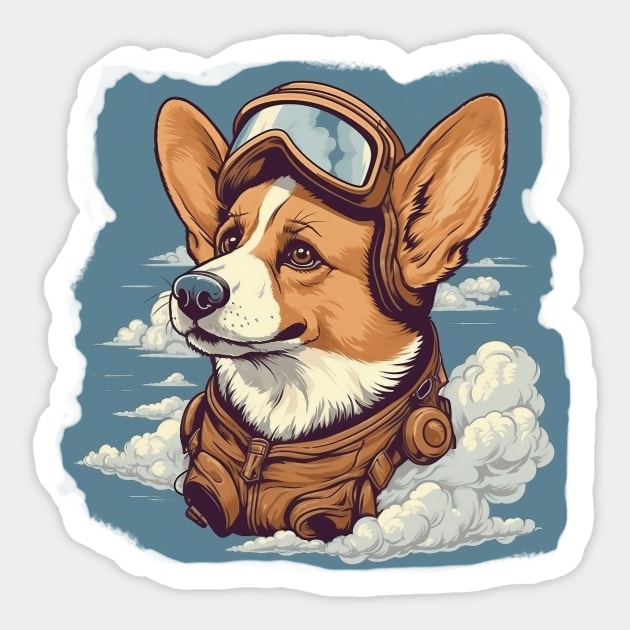 Aviator dog Sticker by GreenMary Design